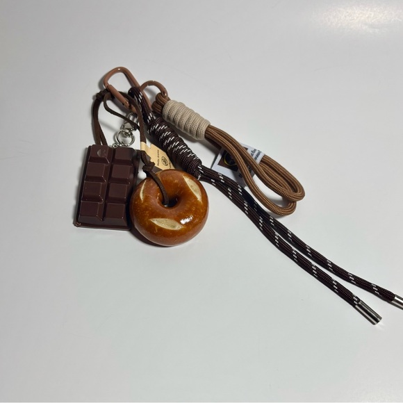 Brown and Black Keychain with Donut and Chocolate Charms - Picture 2 of 2